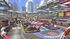 The Battle Stadium course is set in a stadium and features an anti-gravity ring.