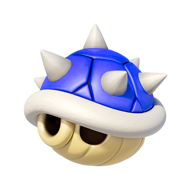 Spiny Shell item, Pursues the driver in 1st place, knocking over any other vehicles it hits along the way. This one won’t stop until it catches the leader!